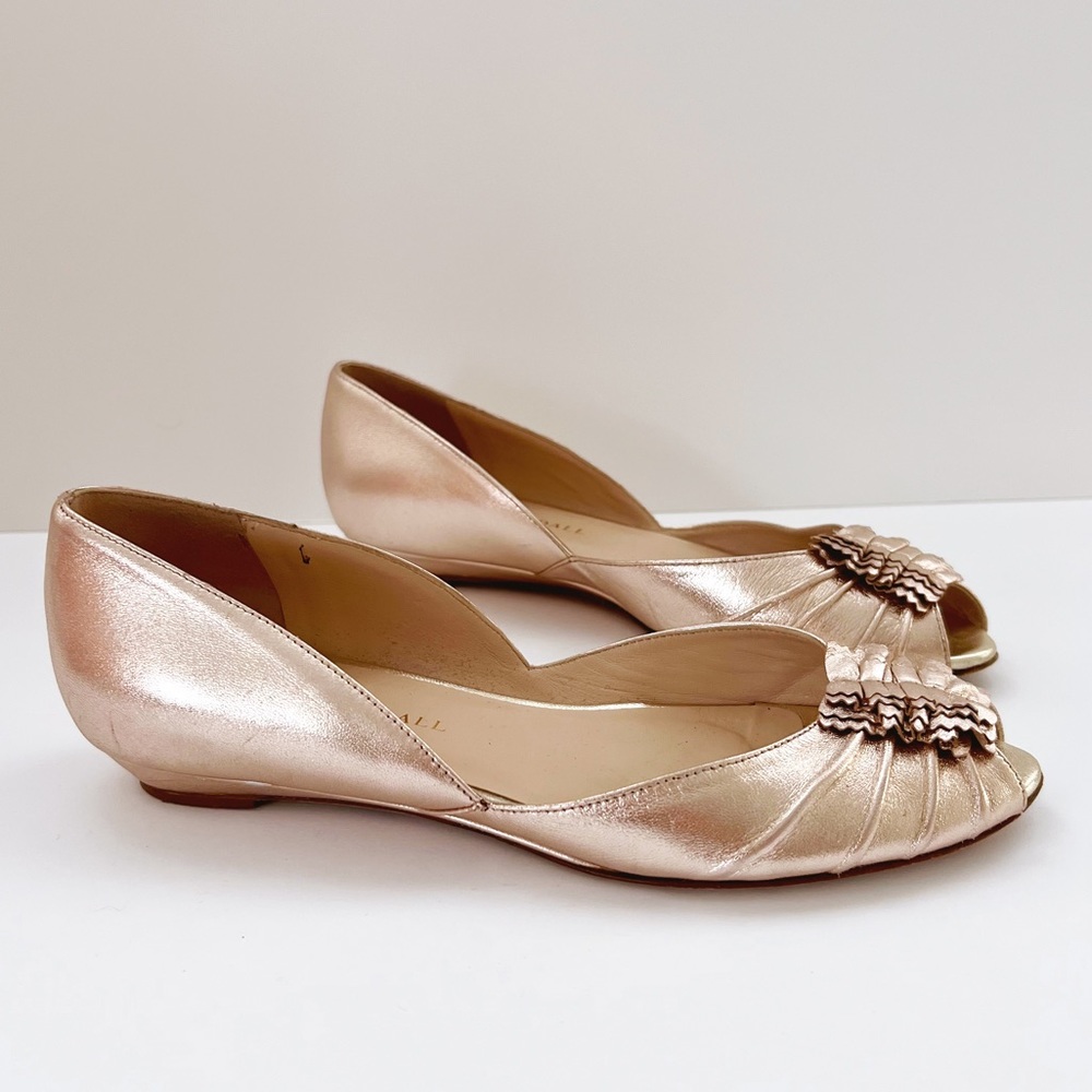 Loeffler Randall Rose Gold Peep Toe Flats